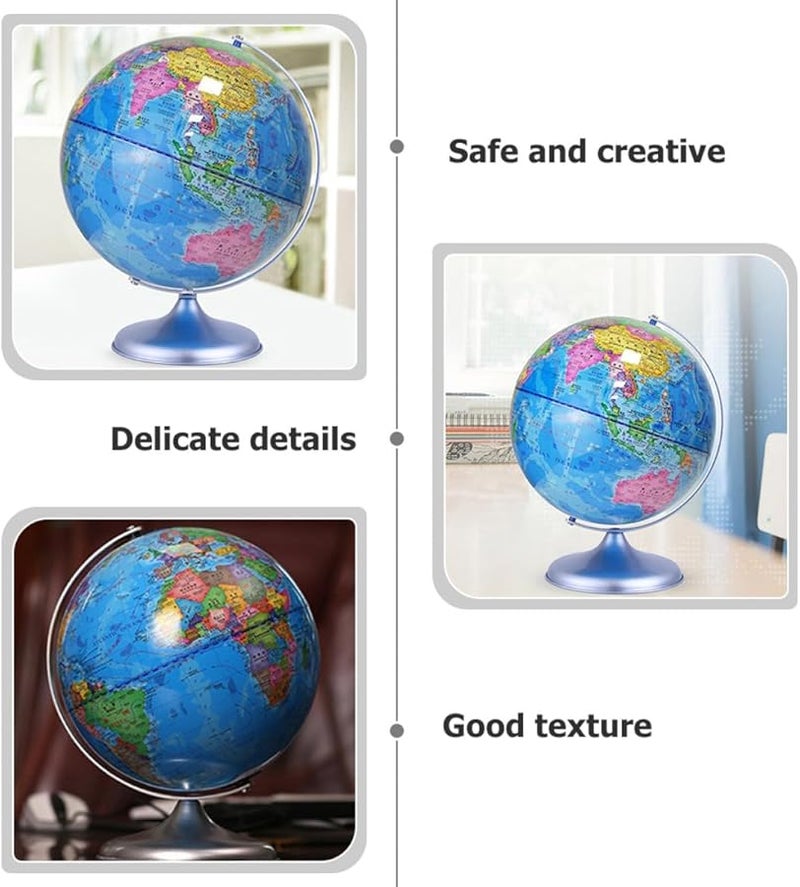 Rotating World Globe with Solid Base High Definition Map Educational Teaching Tool for Classroom Home Desk Decor - Image 3